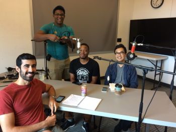 Interviewers Michael Betts II and Alex Morelli, with Visible Spectrum curators Chi-hui Yang and Jon Sesrie-Goff